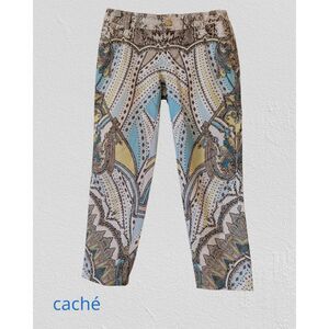Cache y2k mid rise paisley print capri slacks    Sz 0